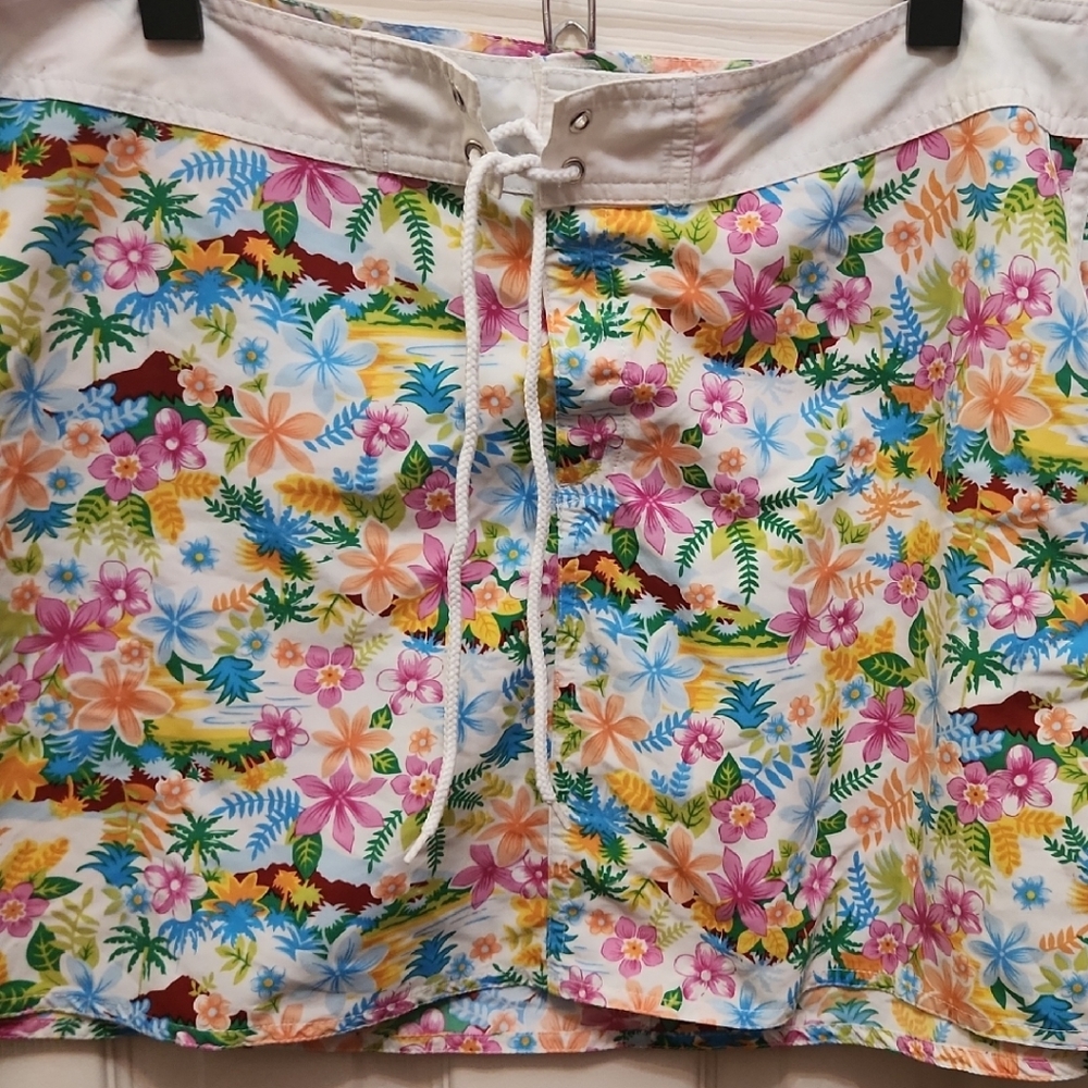 Pink and Blue Swim Coverup with Vibrant Floral Design